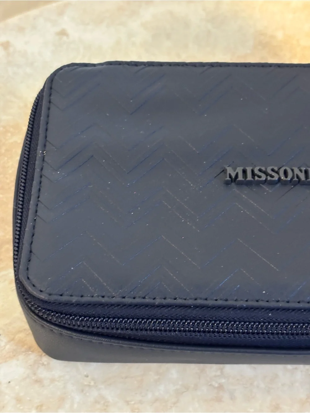 Missoni Navy Quilted Travel Zip Cosmetic Pouch